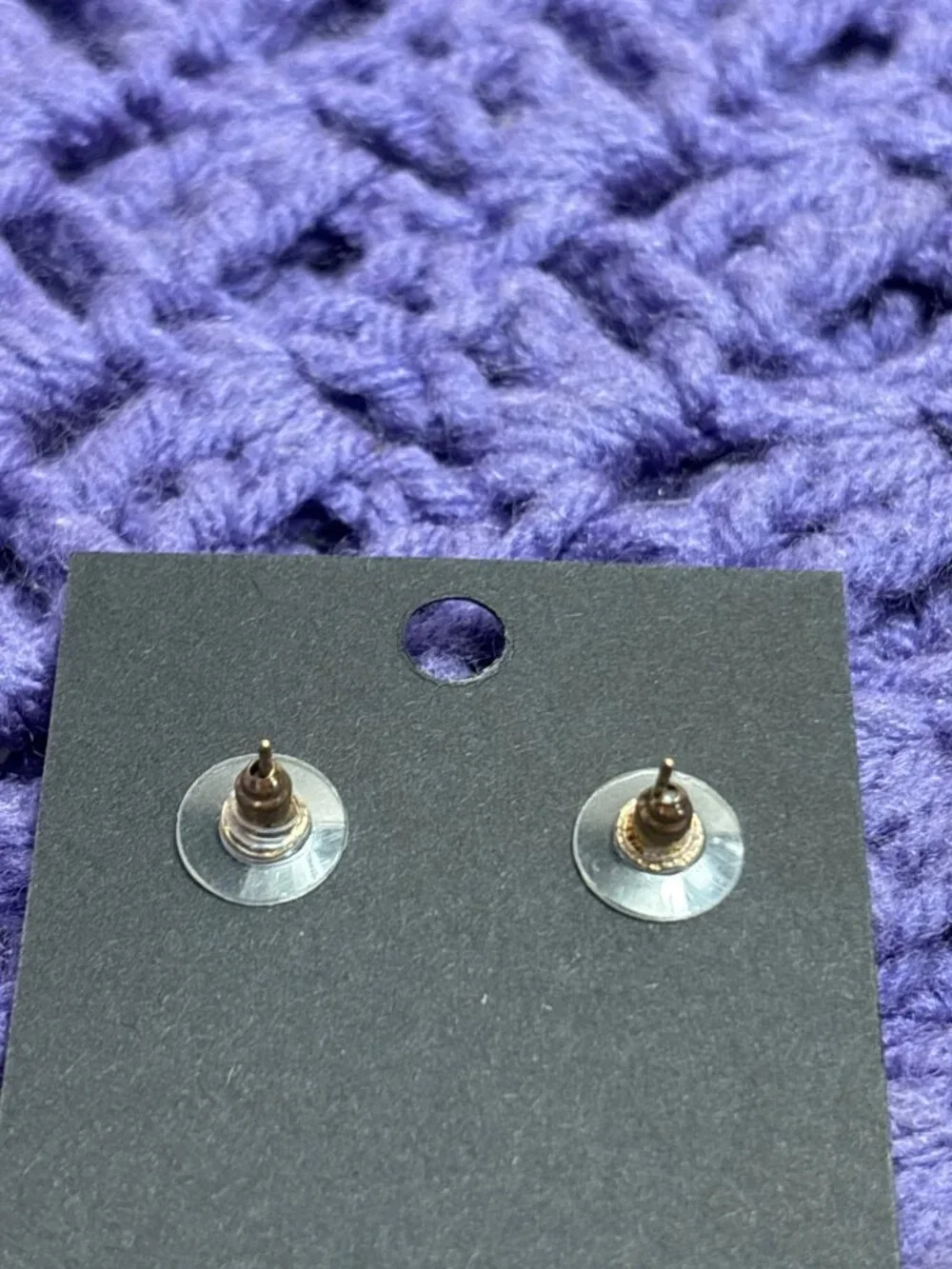 Joy Goldtone Clear Rhinestone Stud Earrings .5 inch